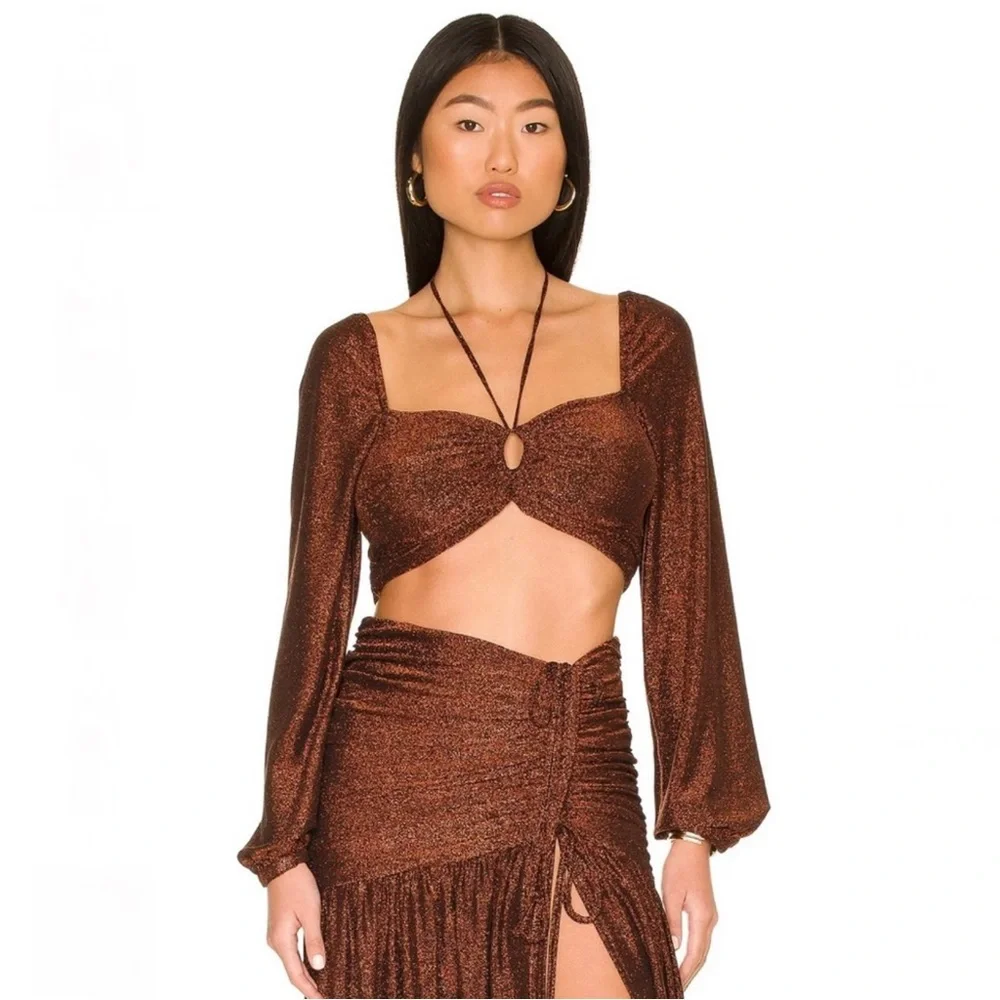 NEW NICHOLAS REVOLVE METALLIC CROP TOP - Picture 1 of 9